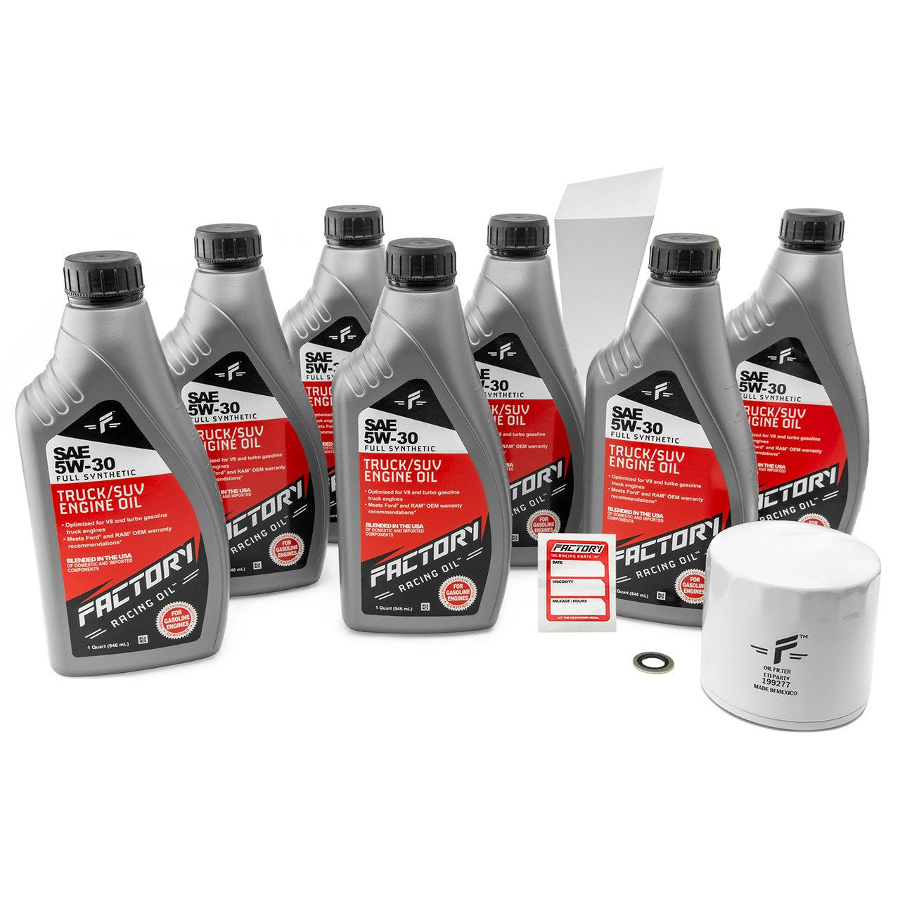 Factory Racing Parts SAE 5W-30 Full Synthetic 7 Quart Oil Change Kit for Ford-1