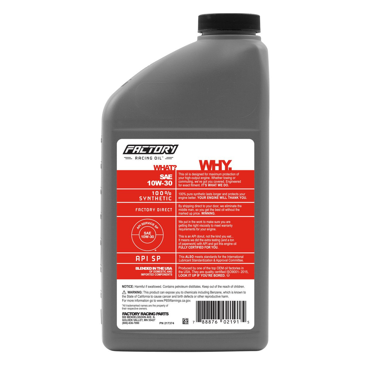 Factory Racing Parts Oil Change Kit For Dodge Charger 2.2L 1983-1987, Dakota 3.9L 1997-2003, Ram 1500 1994-2001 3.9L 10W-30 Full Synthetic Oil - 4 Quarts-2